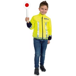 Metamorph Kostüm Verkehrspolizist Jacke, Neonjacke mit reflektierenden Streifen für die Verkehrskontrolle gelb 128