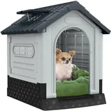 NAIZY Hundehaus mit Oberlichter, 80x71 cm PP Hundehütte Indoor-Outdoor Winterfest Hundemöbel belüftet Hundehöhle für Hunde Haustier