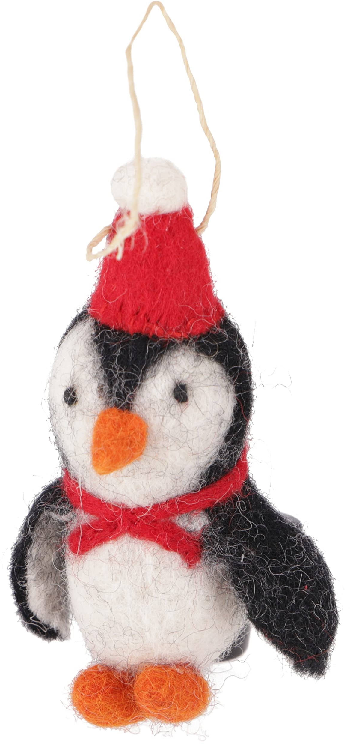 GURU SHOP Weihnachtsschmuck, Filzdekoration, Handgemachte Tiere aus Filz, Weihnachtsbaum Baumbehang - Pinguin, Schwarz, Wolle, 10x4x4 cm, Weihnachtsdeko