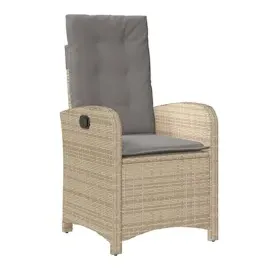 vidaXL Gartensessel Kissen 2Stk. Verstellbar Beigemischung Poly Rattan