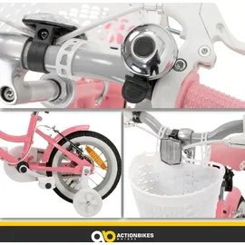 ACTIONBIKES MOTORS Actionbikes Kinderfahrrad Starlight 12 Zoll Rosa, Stützräder, Fahrradkorb, Klingel, Kettenschutz (Classic)