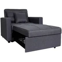 Mendler Schlafsessel HWC-L90 Polyester 101 x 90 x 103 cm Dunkelgrau mit Kissen