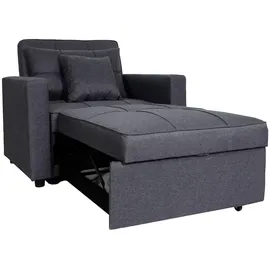 Mendler Schlafsessel HWC-L90 Polyester 101 x 90 x 103 cm Dunkelgrau mit Kissen