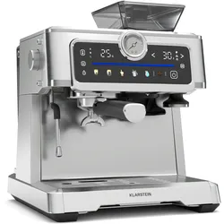 Klarstein GrandPresso Touch Espressomaschine | 20 bar | integriertes Mahlwerk | Druckanzeige | Milchschaum Edelstahl