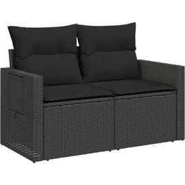 vidaXL Gartensofa 2-Sitzer Loungesofa schwarz