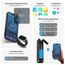 HidrateSpark PRO 2 Smarte Trinkflasche - Chug 621ml - Schwarz