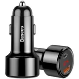 Baseus Grundoöses Doppel USB + USB-C-Auto-Ladegerät 4.0+ / QC3.0 45W schnelles Ladegerät Schwarz