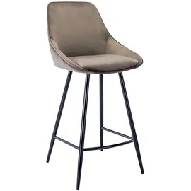 vente-unique Barhocker 2er-Set - Samt Taupe - MASURIE