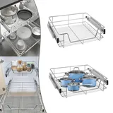 YARDIN 2 Stück Teleskopschublade Küchen Organizer Schrankauszug Küchenschublade, Küchenschrank Regal Einsatz Schlafzimmerschublade Schrankkörbe für 57cm Innenbreite Schrank