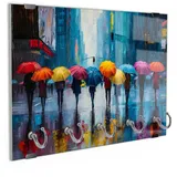 DEQORI Schlüsselbrett 'Impressionen im Regen', (1 St), Schlüsselhalter Schlüssel Haken Schlüsselboard modern Schlüsselleiste bunt