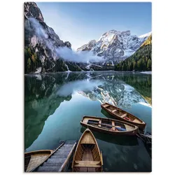 Wandbild ARTLAND "Pragser Wildsee in Südtirol", blau (farbe bild(er): blau), B:60cm H:80cm, Bilder, als Alubild, Outdoorbild, Leinwandbild in verschied. Größen