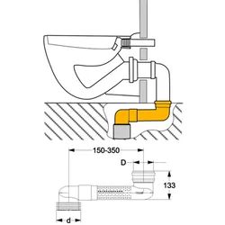 Haas WC - Versprungbogen, waagerecht, DN 90/110