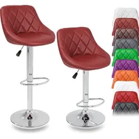 TRESKO 2er Set Barhocker Barstuhl 360° Frei Drehbar Sitzhöhenverstellung 60-80cm - Rot