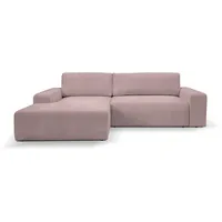 WERK2 Ecksofa »Hugo-L L-Form«, Design Ecksofa in Cord mit Schlaffunktion & Bettkasten, rosa