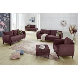 Jockenhöfer Recamiere JOCKENHÖFER GRUPPE "Novara", lila (aubergine), B:165cm H:86cm T:85cm, Korpus: 100% Polyester;Zierkissen: 70% Polyester, 30% Baumwolle, Sofas, Recamiere, Steppung, Rauten-Biesennähte, Sitzkomfort, frei im Raum stellbar