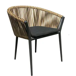 METRO PROFESSIONAL Stapelsessel mit Kissen, Aluminium/Polyrattan, dunkelgrau