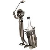 Out of the Blue Flaschenhalter Golfspieler 42 x 26 cm Silber
