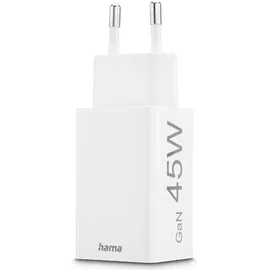 Hama GaN Schnellladegerät, 45W, USB-C/USB-A, weiß (00201993)