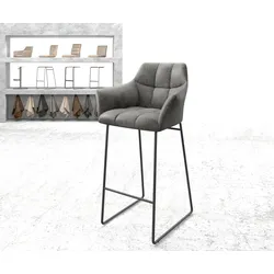 DELIFE Chaise-de-bar Yulo-Flex vintage gris cadre patin métal, Chaises de bar