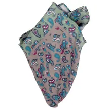 bgents Einstecktuch Handrolliertes Einstecktuch aus Baumwoll-/Leinen mit Paisley-Muster grau