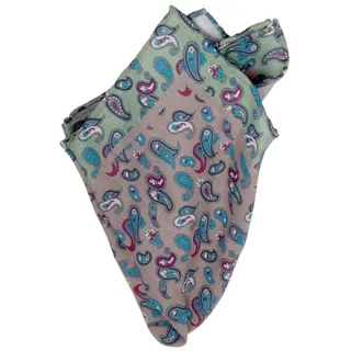 bgents Einstecktuch Handrolliertes Einstecktuch aus Baumwoll-/Leinen mit Paisley-Muster grau