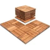 Holzfliesen 11 fliesen Terrassenfliesen 1m2 Akazien bodenfliesen 30x30cm Patio & Balkon pro bodenbelag terassenplatten wetterfest - Vingo