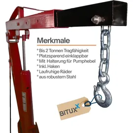 BITUXX Motorheber Stahl 2000 kg Rot
