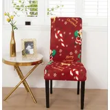 WYLZBA Stuhlhussen mit Weihnachtsmann-Motiv für Esszimmer, abnehmbare Weihnachtshussen für Esszimmerstühle, rotes Stuhlhussen-Set für Küchenstühle, 19, universell