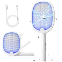 YISSVIC Elektrische Fliegenklatsche Extra Stark 4000V 1800mAh 2 in 1 USB-C wiederaufladbar Klappbar Elektro Mückenklatsche mit UV-Licht Fall Weiß 1 STK.