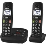 Panasonic KX-TGU132EXB Digitales Schnurlostelefon mit Anrufbeantworter, Basiseinheit und 2 Mobilteilen, LCD-Display, großen Tasten, Anruf Favorit, kompatibel mit Hörgeräten, Schwarz