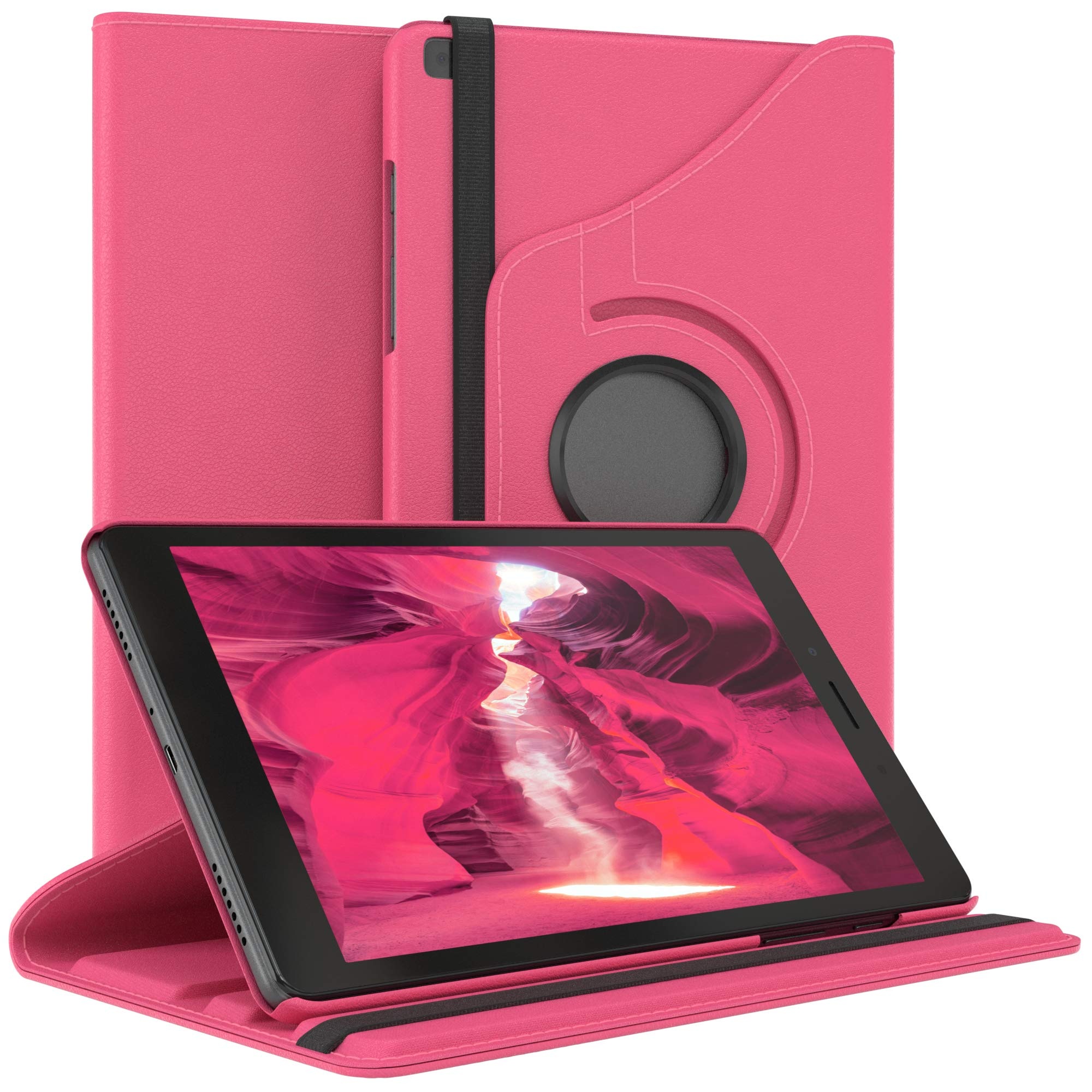 EAZY CASE - Tablet Hülle für Samsung Galaxy Tab A 8.0 (2019) Schutzhülle 8 Zoll Smart Cover Tablet Case Rotationcase zum Aufstellen Klapphülle 360° drehbar mit Standfunktion Tasche Kunstleder Pink
