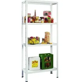 SCHULTE Regalwelt Steckregal mit 4 PowerMAX Fachböden, 60 kg Tragkraft, 180x60x40 cm (HxBxT), weiß