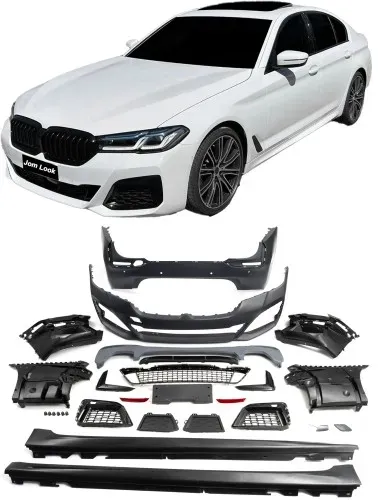Sport StoÃstangen Kit Bodykit  G30 LCI 2020 - Front und Heck  inkl. Seitenschweller mit PDC,  Sport Paket passend für BMW 5er G30 LCI 2020-