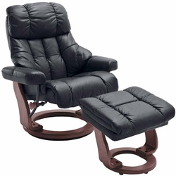 Leder Relaxsessel in Braun mit Hocker (zweiteilig)