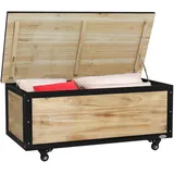 Gartenbox Holz Auflagenbox 121L Aufbewahrungsbox mit Rollen für Balkon Natur