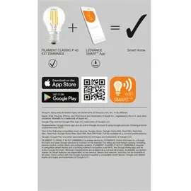 LEDVANCE SMART+ WiFi Filament Mini Bulb Dimmable Intelligentes Leuchtmittel mit 4 W (470Lumen)ersetzt 60 W Glühbirne,dimmbar,warmweiß ,kompatibel mit Alexa,google oder App,Lampen im1er-Pack