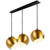 s.luce Ball Hängeleuchte 3-flammig mit Deckenschiene Gold / Schwarz