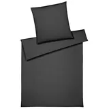 ELEGANTE Bettwäsche Cord gestreift anthrazit 155 x 220 cm + 80 x 80 cm
