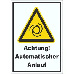 Achtung Automatischer Anlauf Aufkleber A8 (52x74mm)