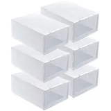 Fonzci 6er-Pack Schuhaufbewahrungsboxen, Schuhboxen aus Durchsichtigem Kunststoff, Stapelbar, Schuh-Organizer-Boxen mit Frontöffnungsdeckeln, Schuhvitrine, Faltbares Schuhregal