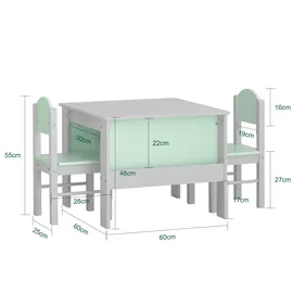 SoBuy Kindersitzgruppe KMB88 90 x 60 cm Holz grau