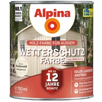 Alpina Holz-Wetterschutz-Farben – Kreideweiß, halbdeckend – bis zu 12 Jahre Schutz vor Witterung und Nässe – schmutzabweisend, deckend & ergiebig – 750 ml