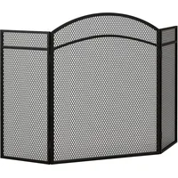 HOMCOM Kaminschutzgitter, Klappbares Kamingitter mit 3 Paneelen, Ofenschutzgitter, Funkenschutzgitter für Wohnzimmer, Metall, 96 x 60 cm, Schwarz   Aosom