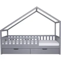 TICAA TiCAA Hausbett Bodenbett wandelbar mit asymmetrischem Dach "Lou"