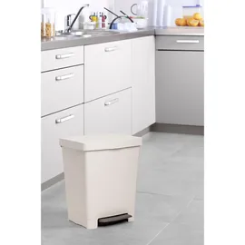 Tatay Mülleimer Küche Cubik ECOHOME, 23L Fassungsvermögen, Einziehbares Pedal, Polypropylen, BPA frei, 30L Müllsack, 100% recycelte Materialien, Farbe Beige . Maße 33,5 x 30 x 39 cm