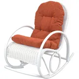 Schaukelstuhl Rattan mit Kissenauflage Weiß/Terra Schaukelsessel Relaxsessel