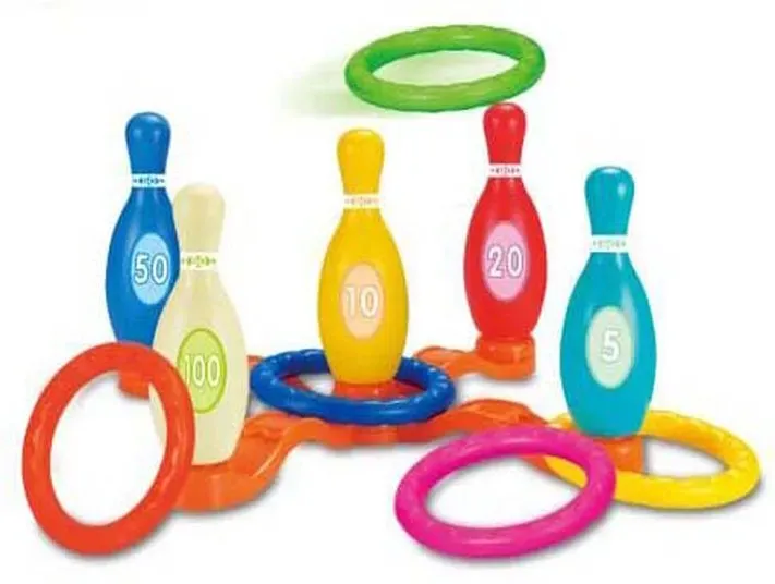 2-in-1 Kegeln und Ringwerfen Spielset für Kinder, langlebiges PP-Kunststoff-Spiel für Indoors-/Outdoor-Aktivitäten
