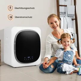 Costway Mini Wäschetrockner 800W, 5kg, Ablufttrockner bis zu 69°C, LED Touch-Screen, 4 Temperaturen & 6 Timer mit Desinfektion, Überhitzungsschutz - Weiß