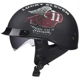 QXFJ Halbschalen-Motorradhelm Mit DOT-Zertifizierung Jet-Helm Mit Schutzbrille Halbhelm Rollerhelm Sommer-Mopedhelm Retro Harley-Motorrad-Halbhelm Cruiser-Chopper