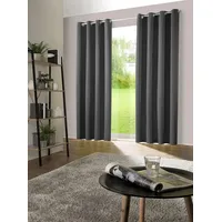 heimtexland ® 1 Paar Thermo- Verdunklungsgardinen Ösenschal Vorhänge Verdunkelnd Isolierend Blickdicht Verdunkelungsvorhänge HxB 245x135 Dunkelgrau Typ139